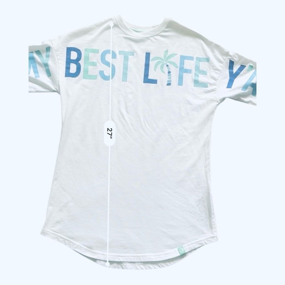 MarleyLilly casual white graphic top shirt XS long sleeve 
round neck logo - Picture 12 of 16